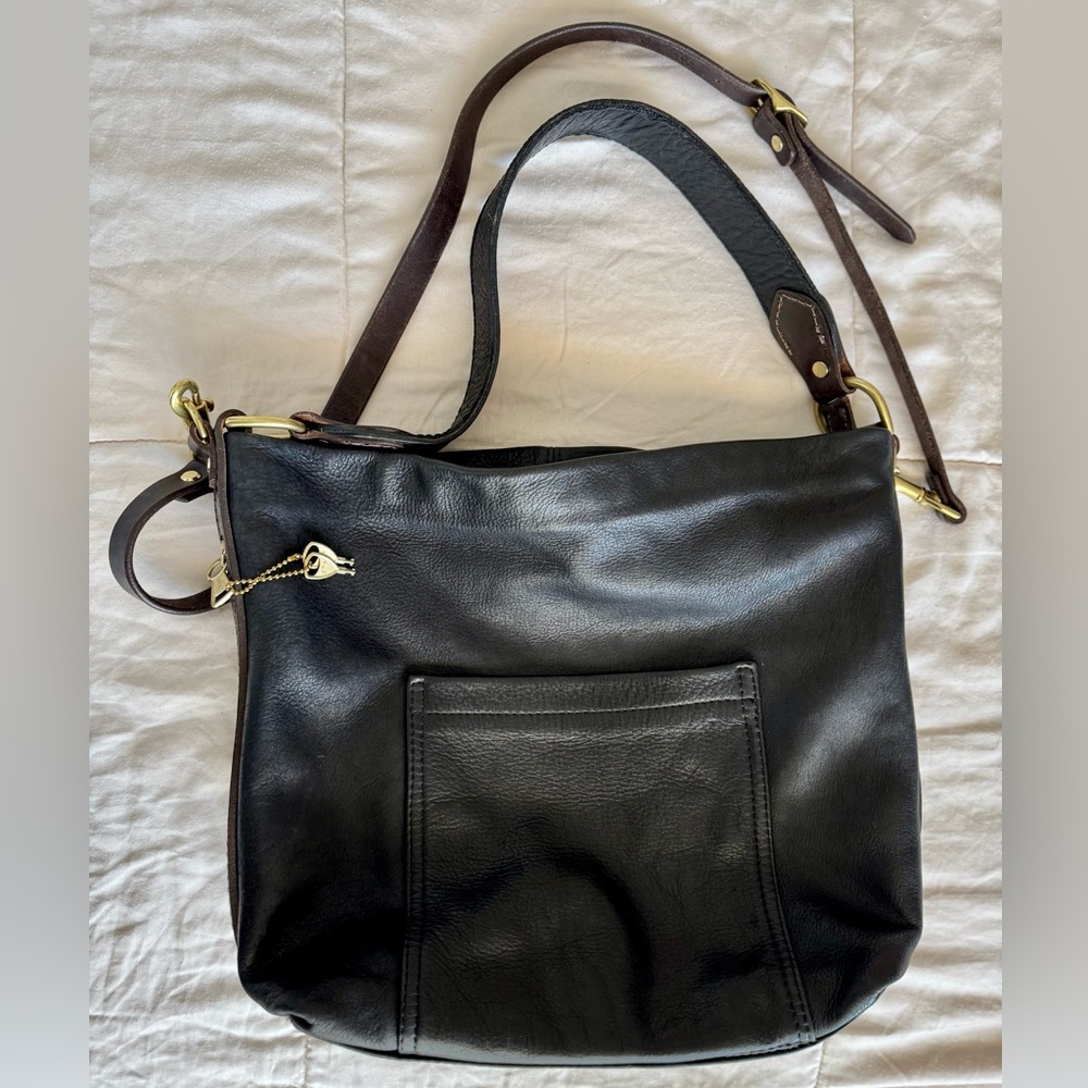 Coronado Leather Jean Bison Hobo Lock Key CCW Black & Brown w/ Brass Hardware 🔐